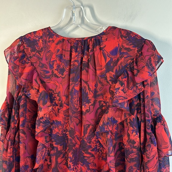 Cinq a Sept Womens Livie Long Sleeve Tiered Dress Size 00 Flowy Romantic Sheer - Picture 15 of 16